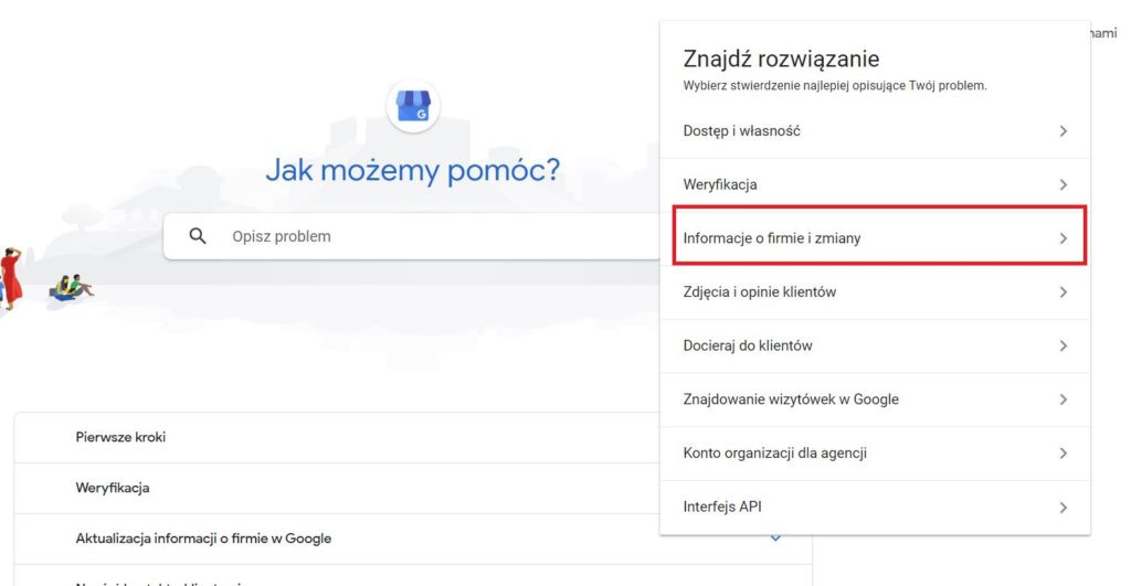 informacje w dziale pomocy